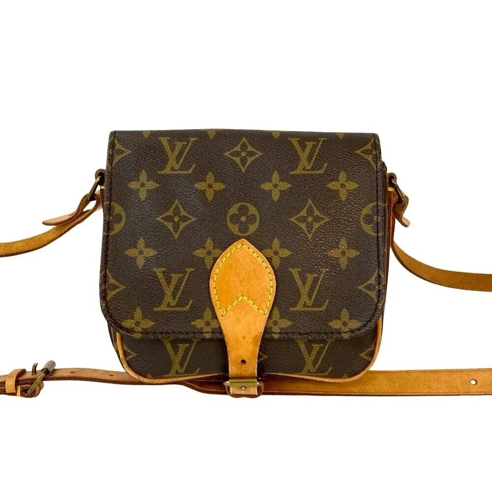 LOUIS VUITTON Authentic Vintage Brown Monogram Leather Pochette Shoulder Bag